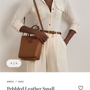 Ralph Lauren Cognac Pebbled Leather Mini Tote